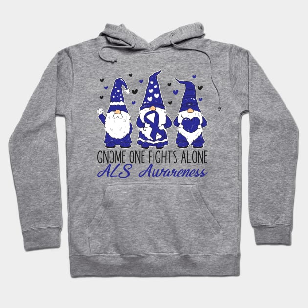 ALS Awareness Gnome One Fıghts Alone Hoodie by mcoshop